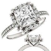 Princess cut Moissanite Halo Engagement Ring