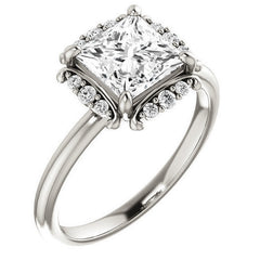 Princess cut Moissanite Halo Engagement Ring