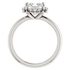 Princess cut Moissanite Halo Engagement Ring