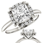 Princess cut Moissanite Halo Engagement Ring