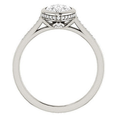 Petite Bezel Marquise cut Moissanite Engagement Ring
