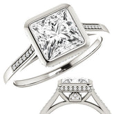 Princess Moissanite Petite Bezel Engagement Ring