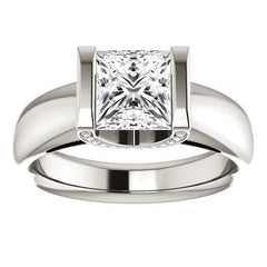 Princess cut Moissanite Modern Engagement Ring