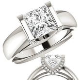 Princess cut Moissanite Modern Engagement Ring