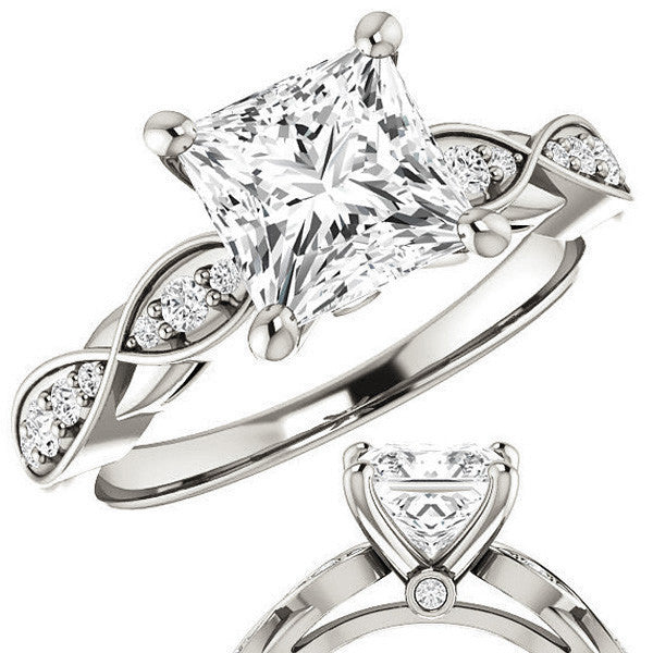 Princess cut Moissanite Engagement Ring