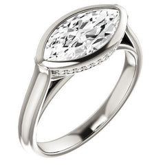 Marquise cut Moissanite Bezel Engagement Ring