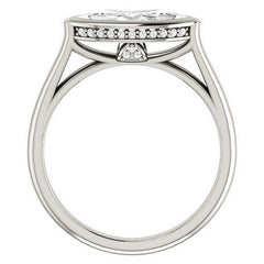 Marquise cut Moissanite Bezel Engagement Ring