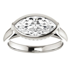 Marquise cut Moissanite Bezel Engagement Ring