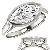 Marquise cut Moissanite Bezel Engagement Ring