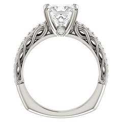 Princess Moissanite Woven Double Prong Engagement Ring