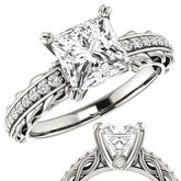 Princess Moissanite Woven Double Prong Engagement Ring