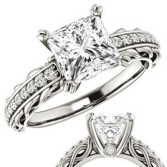 Princess Moissanite Woven Double Prong Engagement Ring