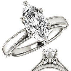 Marquise Cathedral Solitaire with Scroll Accents