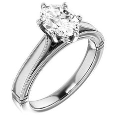 Oval Cathedral Solitaire with Scroll Accents
