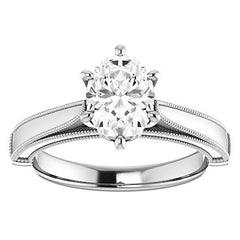 Oval Cathedral Solitaire with Scroll Accents