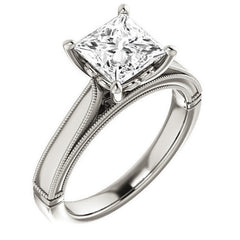 Princess cut Cathedral Solitaire with Scroll Accents