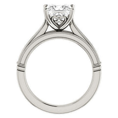 Princess cut Cathedral Solitaire with Scroll Accents