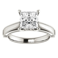 Princess cut Cathedral Solitaire with Scroll Accents