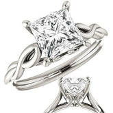 Princess cut Moissanite Sculptural Styled Solitaire Ring