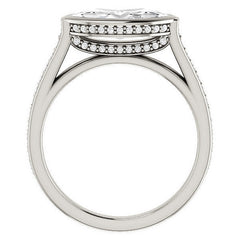 Marquise cut Bezel set Cathedral Engagement Ring