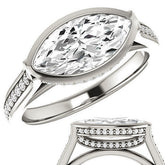 Marquise cut Bezel set Cathedral Engagement Ring