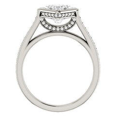 Princess cut Bezel set Cathedral Engagement Ring