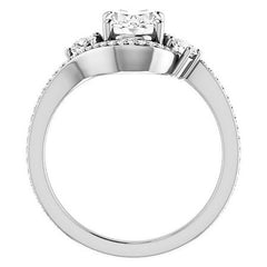 Oval Accented Bypass Halo Engagement Ring