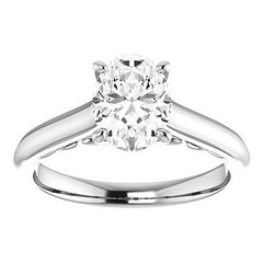 Oval Scroll Accented Solitaire Engagement Ring