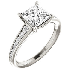 Princess cut & Diamond Channel Set Engagement Ring
