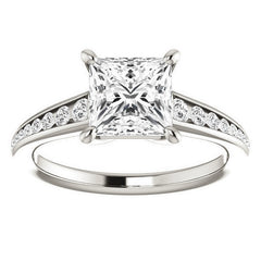 Princess cut & Diamond Channel Set Engagement Ring