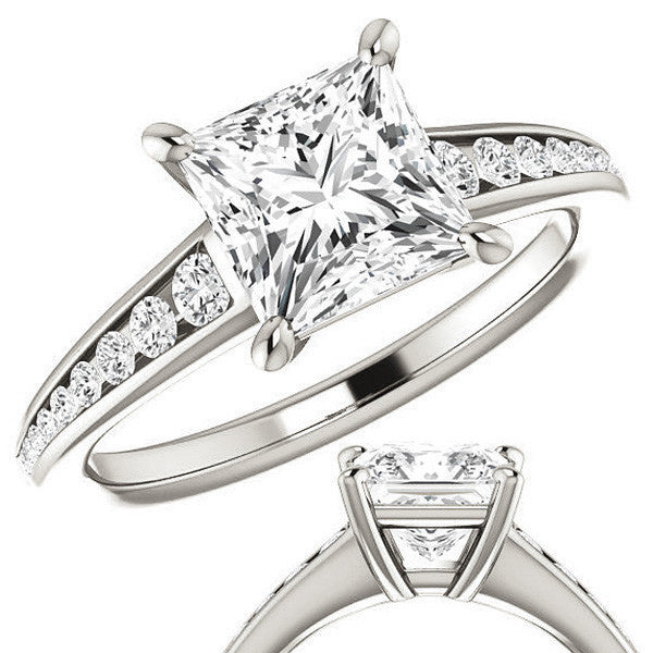 Princess cut & Diamond Channel Set Engagement Ring