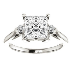 Princess cut Three-Stone Cathedral Engagement Ring