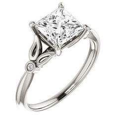 Floral Inspired Princess Cathedral Engagement Ring