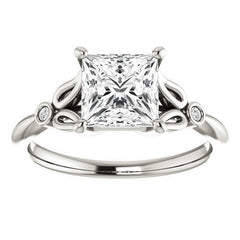 Floral Inspired Princess Cathedral Engagement Ring