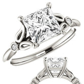 Floral Inspired Princess Cathedral Engagement Ring