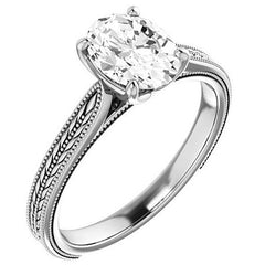 Oval Vintage-Style Cathedral Engagement Ring with Tulip Prongs