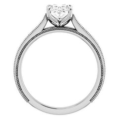 Oval Vintage-Style Cathedral Engagement Ring with Tulip Prongs