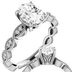 Oval Infinity-Styled Engagement Ring with Milgrain