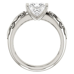 Princess cut Modern Scroll Engagement Ring