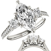 Marquise Three-Stone Moissanite Cathedral Engagement Ring