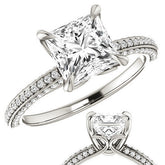 Princess cut Claw Prong Moissanite Engagement Ring