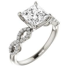 Princess cut Moissanite & Diamond Infinity Engagement Ring
