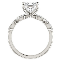 Princess cut Moissanite & Diamond Infinity Engagement Ring