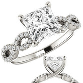 Princess cut Moissanite & Diamond Infinity Engagement Ring