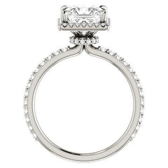 Princess cut Moissanite Halo Engagement Ring
