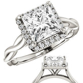 Princess Twisted Cathedral Halo Engagement Ring