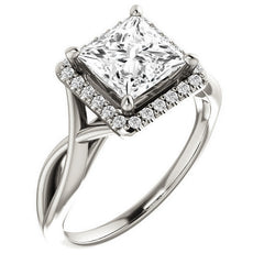 Princess Moissanite Infinity Halo Cathedral Engagement Ring