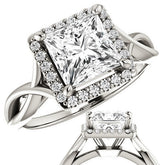 Princess Moissanite Infinity Halo Cathedral Engagement Ring