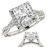 Princess cut Twisted Cathedral Halo Engagement Ring