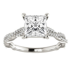 Princess Moissanite Infinity Cathedral Engagement Ring